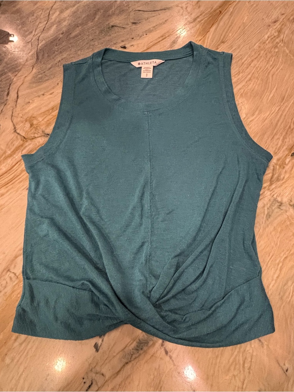 ATHLETA WOMEN'S BOREALIS GREEN SLEEVELESS BREEZY TWIST TOP TANK